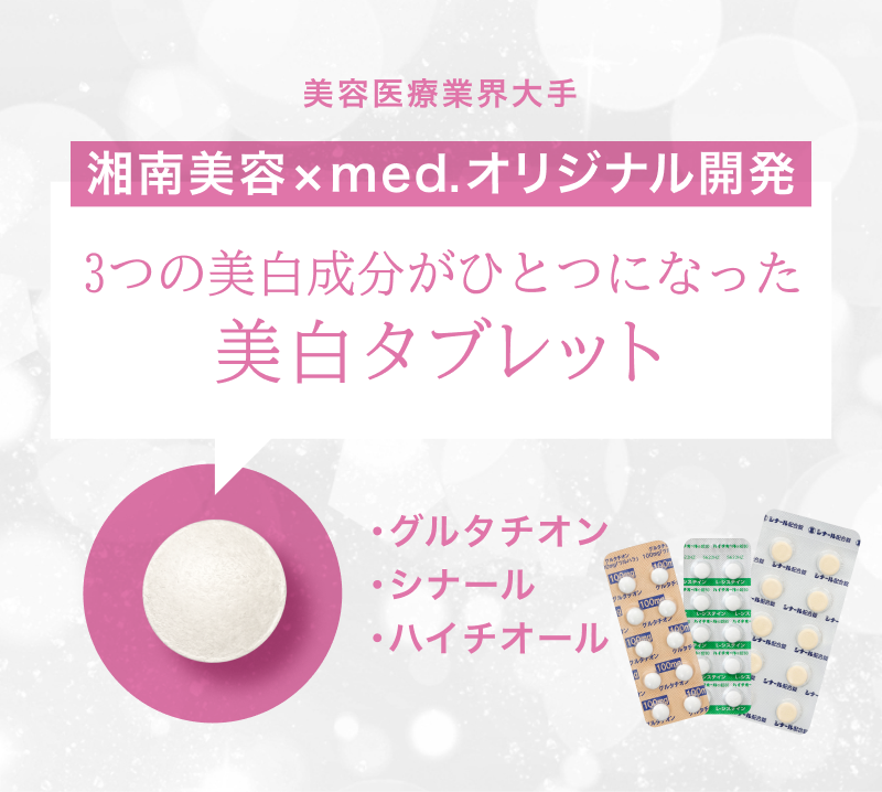 美容医療業界大手の湘南美容×med.オリジナル開発、3つの美白成分がひとつになった美白タブレット「三合剤」