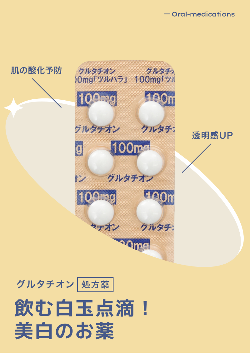 飲む白玉点滴!美白のお薬グルタチオン100mg(処方薬)