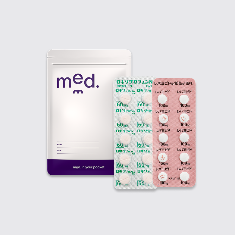 ロキソプロフェン錠60mg（胃薬セット）は解熱鎮痛薬と胃薬のセットです。鎮痛薬による胃の負担を軽減します。