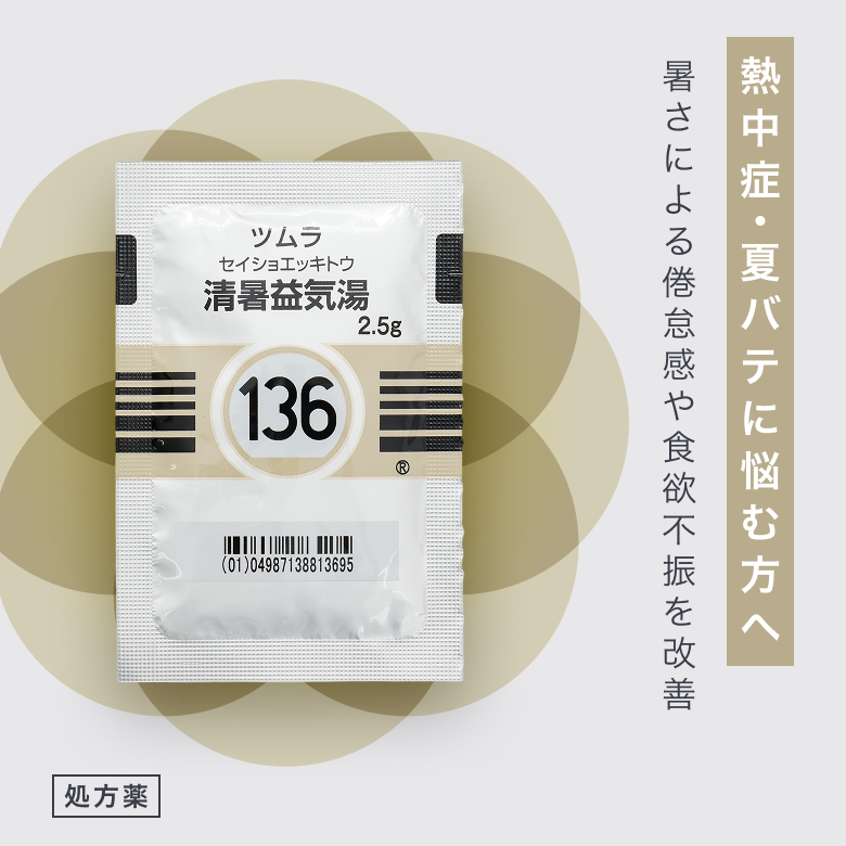 清暑益気湯エキス顆粒（せいしょえっきとう／処方薬）【ツムラ】は暑さによる倦怠感や食欲不振のある方に。暑さで弱った胃腸を元気にし、体力の回復を助ける漢方薬。